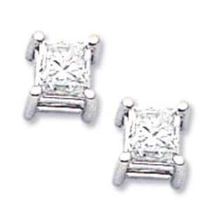 14k Gold White Gold 1ct AAA Quality Complete Princess Cut Diamond Earrings