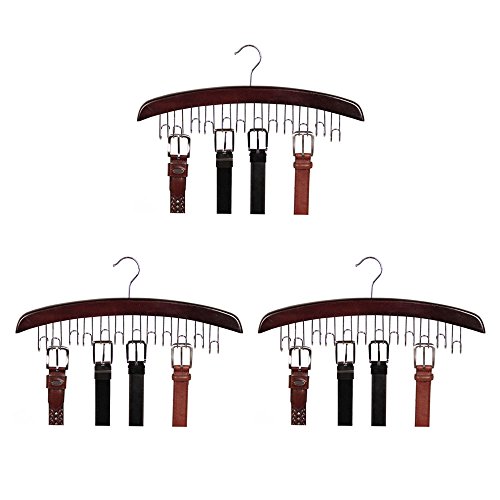 Richards Homewares Closet Accessories 12 Belt Hardwood Hanger Walnut (3-Pack)