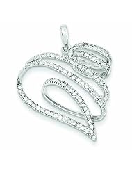 0.5 Carat 14K White Gold Diamond Swirl Heart Pendant