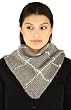 Artisan Wrap or Scarf in "Bandana" Fashion Type - PURE ALPACA NATURAL FIBER - Cottage Gray and White (One-of-a-kind)