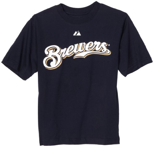 MLB Boys' Milwaukee Brewers Ryan Braun Name & Number Tee (Navy, 10/12)
