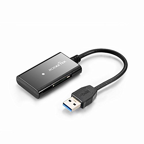 Card Reader Rocketek 11 in 1 USB 3.0 Memory Card Reader with a 13CM Flexible USB Cord and dual SD / Micro SD slots for SDXC, UHS-I SD, SDHC, SD, Micro SDXC, Micro SDHC, Micro SD, MMC memory cards usb adapter