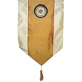 IMAGE OF Silky Tangerine Orange & Champagne Decorative Embroidered Oriental Table Runner