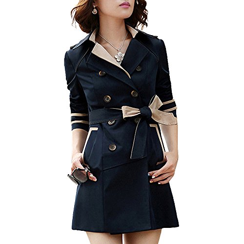 DJT レディース OL トレンチ ダッフル コート チュニック かわいく着こなせる上質 スプリングダッフル コート ロング ベルト付き XS-L