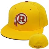 NFL Mitchell Ness Throwback Logo Hat Cap Fitted Washington Redskins Yellow 7 1/8