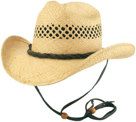 Small Natural "Bon" Vented Straw Cowboy Hat with Twisted Rawhide Band