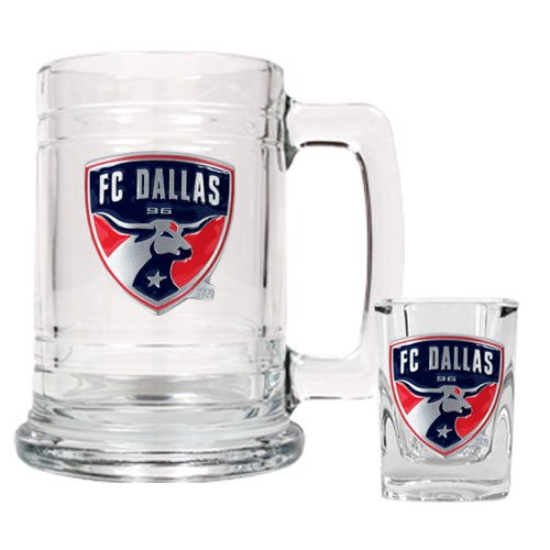 FC Dallas MLS Glass Tankard and Square Shot Glass Set - Primary Team Logo