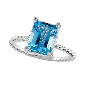 2.48 cts Genuine Blue Topaz Ring - 14kt White or Yellow Gold LIFETIME... by Finejewelers