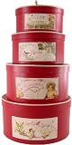 Victorian style French set of 4 oval nesting hat boxes with romantic labels