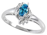 0.44 cts Genuine Blue Topaz and Diamond Ring - 14kt White or Yellow Gold