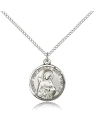 Free Engraving Included Medal- Sterling Silver St. Saint Philomena Pendant 3/4 x 5/8" 4267SS--w/18" Chain & Box Patron Saint of Children