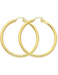 14k Yellow Gold Polished 4mm x 60mm Tube Hoop Earrings. 60mm Diameter.