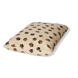 Sherpa Fleece Beige Brown Paw Deep Duvet Dog Bed Large