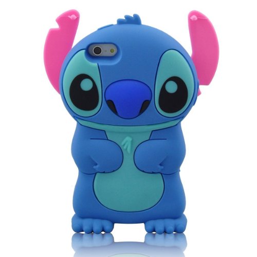 iPhone 5 Case,iPhone 5 Stitch Silicone Case,Tribe-Tiger 3D Cartoon Stitch&amp;Lilo pink Ears Silicon Gel Rubber Case Cover Skin for Apple iPhone 5(A Blue Stitch)