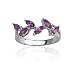 Sterling Silver Leaf Design Amethyst Ring