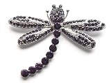 Captivating Amethyst Crystal Rhinestone Dragonfly Fashion Jewelry Pin Brooch
