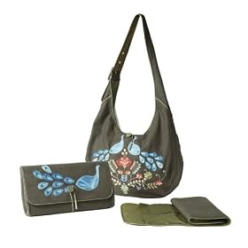 Serena & Lily Deluxe Peacock Diaper Tote, Army Green