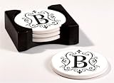Monogram Round Absorbent Coaster - B