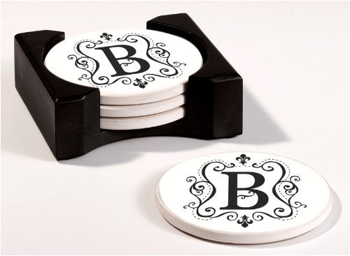 Monogram Round Absorbent Coaster - B