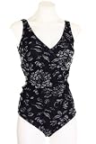 GOTTEX Women's Surplice B&W Floral Tank Wrap One-Piece, 14