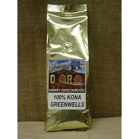 100% KONA Greenwells Coffee Whole Bean 1 Pound Bag