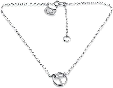 Circle of Life Sideways Cross Charm Anklet (sterling-silver)