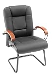 Kitchen & Housewares : Leather and Wood Trim Side Chair