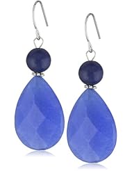 Sterling Silver and Lapis and Quartz Blue Teardrop Earrings