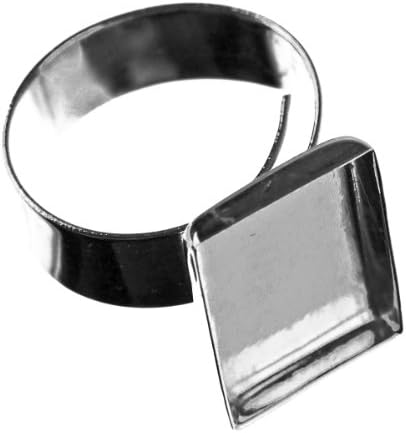 Art Night Out Silver Plated Ring Bezel, Rectangle, 0.5 by 0.69-Inch