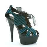 6 Inch Sexy High Heel Shoes Womens Oxford Shoes Gingham Fabric Shoes Ribbon Lace Up Penthouse Shoes
