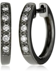 KC Designs "Charmed Life" Diamond 14k White Gold Mini Hoop, Black Finish