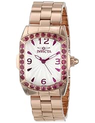 Invicta Womens 14140 Lupah Silver Textured Rubelite Accented 18k Rose Gold Ion-Plated Stainless Steel Watch