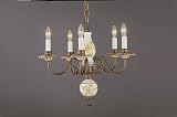 NULCO - 2105-62 - POLISHED BRASS BLUE DELFT CHANDELIER 5LT