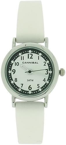 Cannibal Active Girls Diamante White Dial White Rubber Strap Watch CJ256-09