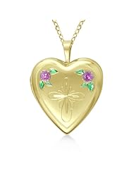 Heart Shaped Religious Cross and Flower Pendant Necklace Gold Vermile For Women