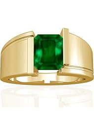 14K Yellow Gold Emerald Cut Emerald Solitaire Ring