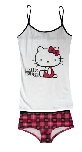 Hello Kitty - White and Plaid Cami/Panty Set for women