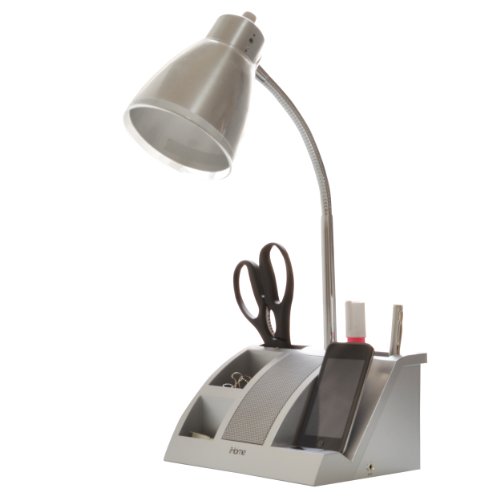 iHome iHL24-Silver Colortunes Desk Organizer Speaker Lamp with iPod Player Compartment, Silver