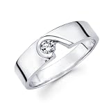 14K White Gold Round Diamond Men's Couple Wedding Ring Band (1/5 ctw., GH Color, SI Clarity)