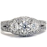 1.60CT Three Stone Vintage Like Diamond Engagement Anniversary Past Present Fture 14K White Gold Ring SI2/SI3