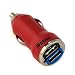 GTMax Metalic Red 2-Port USB Car Charger Adapter 2A For iPhone, Blackberry, SmartPhone, Cell Phone, eBook, Tablet and More