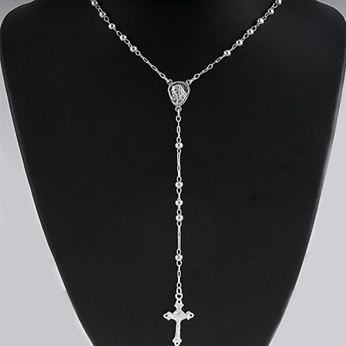 Sterling Silver Necklaces - Rosary - Length: 26, Bead: 4mm