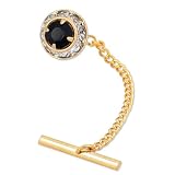 Jet with Crystal Border by Competition gold metal tie tacks