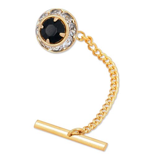 Click here to buy Jet with Crystal Border by Competition gold metal tie tacks.