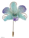 Natural orchid gold stickpin, 'Forever Blue'