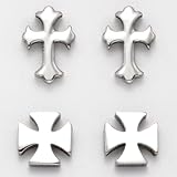 Stainless Steel Florentine and Maltese Cross Stud Earrings Set