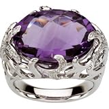 14K White Gold Amethyst and Diamond Ring