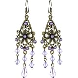 Antiqued Light Purple STYLIZED FLOWER Chandelier Earrings