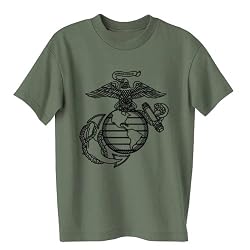 USMC Marines Eagle, Globe and Anchor Short Sleeve T-Shirt in Military Green