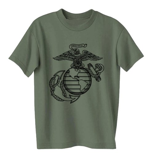 USMC Marines Eagle, Globe and Anchor Short Sleeve T-Shirt in Military Green